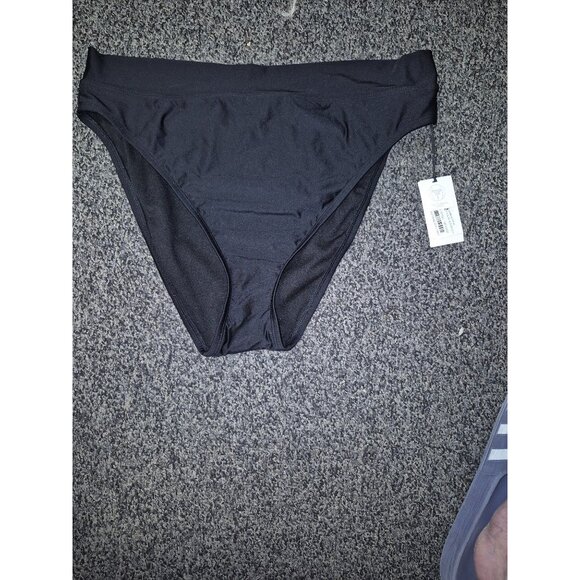 Shade & Shore Black Low Coverage Cheeky Bikini Bottoms Nylon/Spandex XL Swimwear - Picture 3 of 7